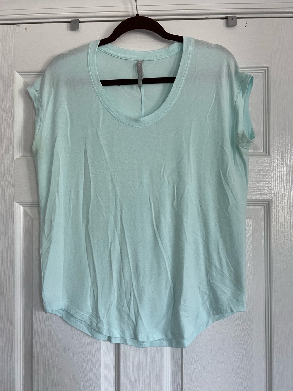 Athleta Light Aqua Scoop Neck Short Sleeve Top